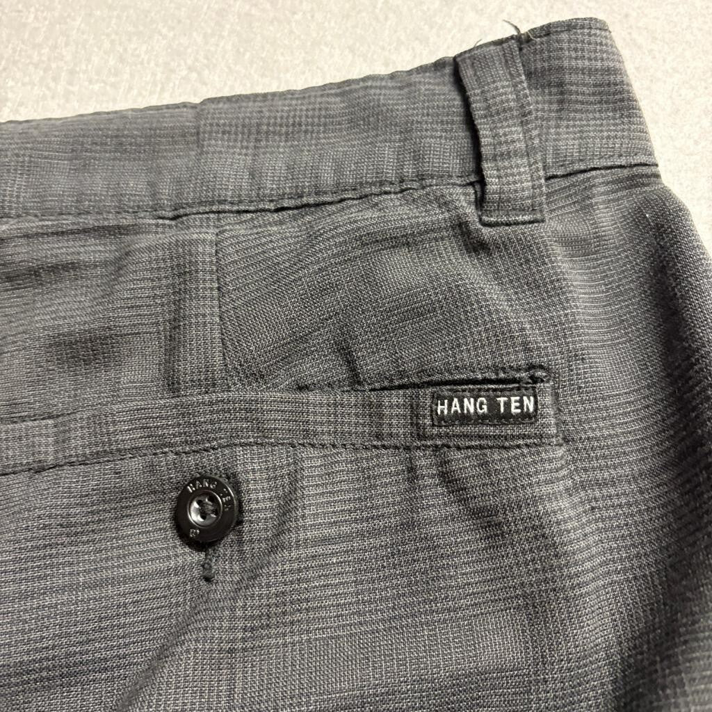 Hang Ten Mens Hybrid Shorts Size 40 Gray Plaid Stretch Casual Board Shorts