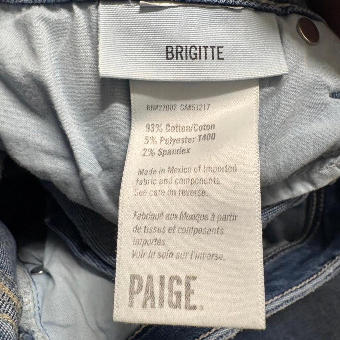 Paige Brigitte Crop Jeans Womens 29 Blue Denim Raw Hem Straight Leg Stretch