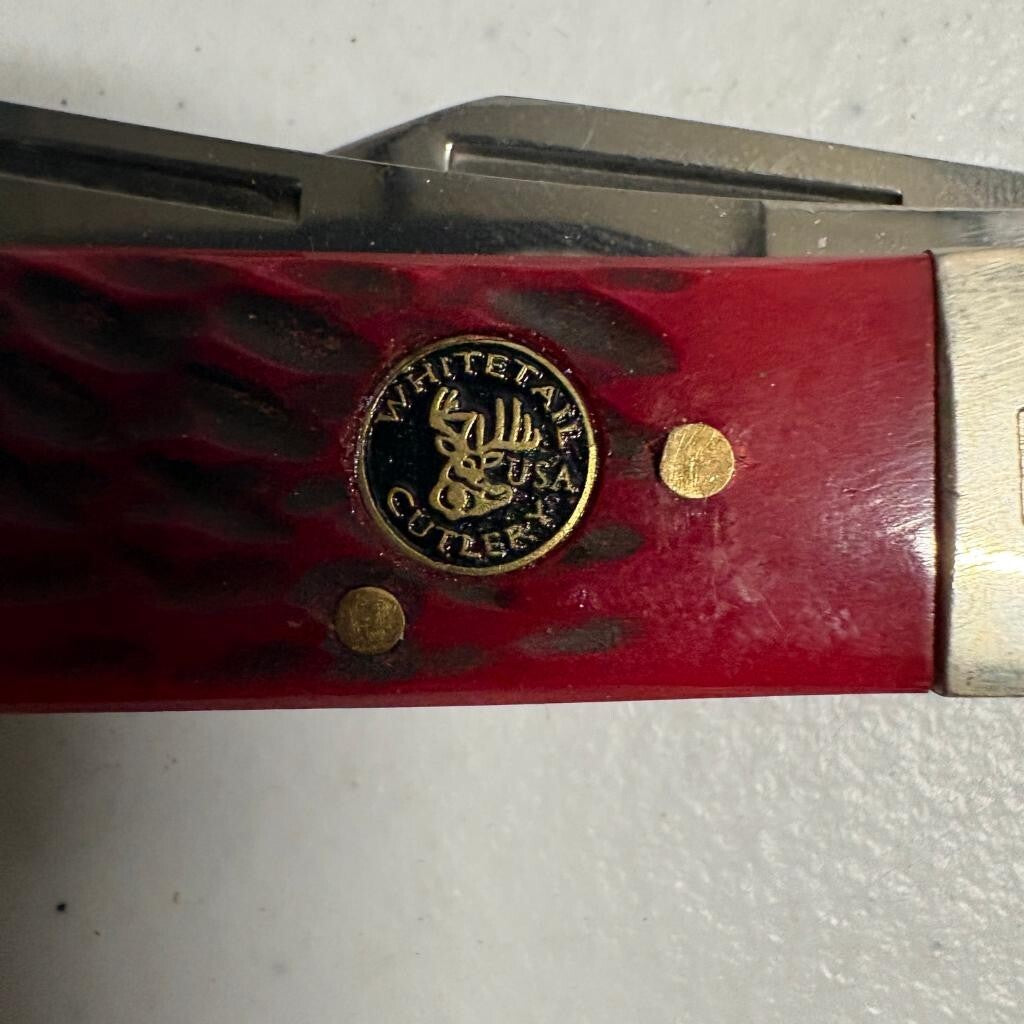 Whitetail Cutlery Barlow Pocket Knife 2 Blade Red Jigged Bone Handle Pakistan