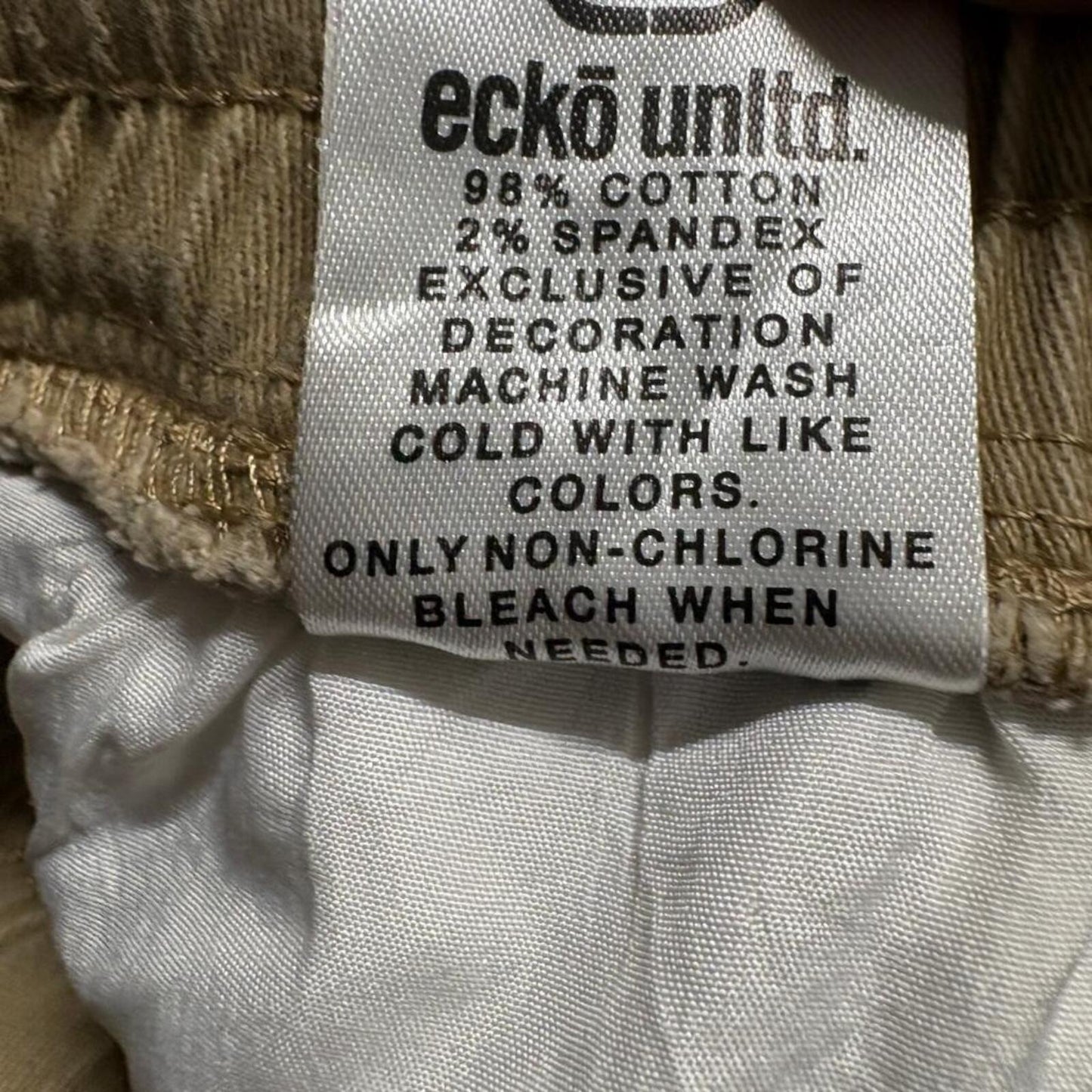 Ecko Unltd Jogger Pants Womens Medium Khaki Tan Raw Hem Elastic Waist Stretch