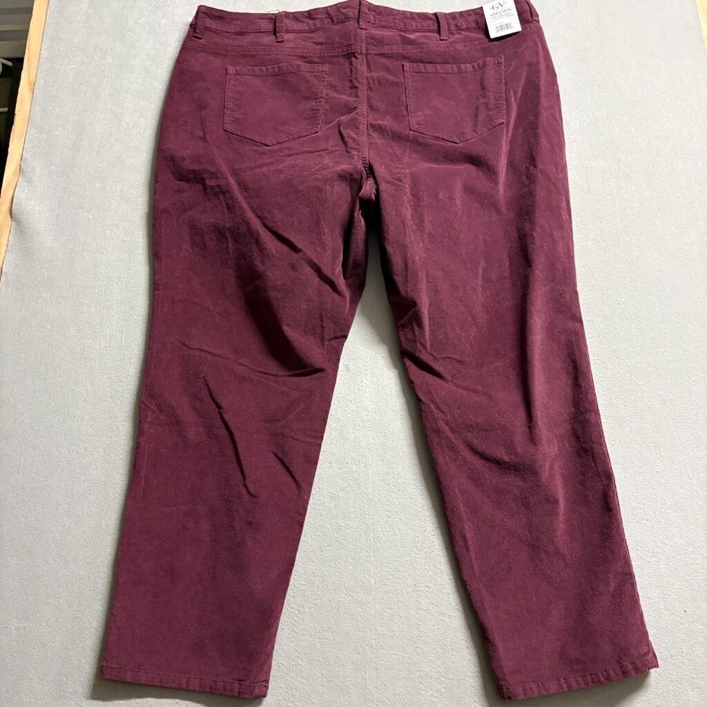 Gloria Vanderbilt Amanda Slim Corduroy Pants Womens 26W Purple Huckleberry New