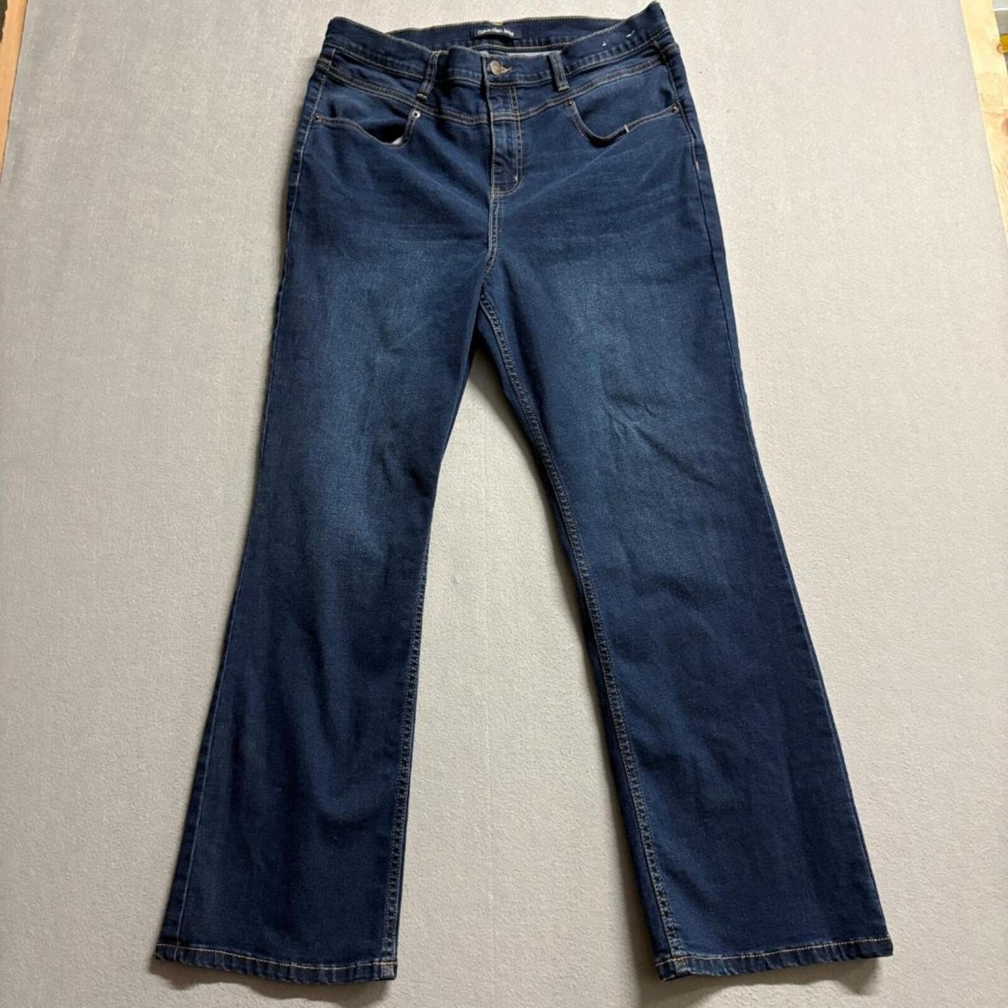 Calvin Klein Jeans Womens 16/33 Blue Denim Repreve Stretch Bootcut Jeans