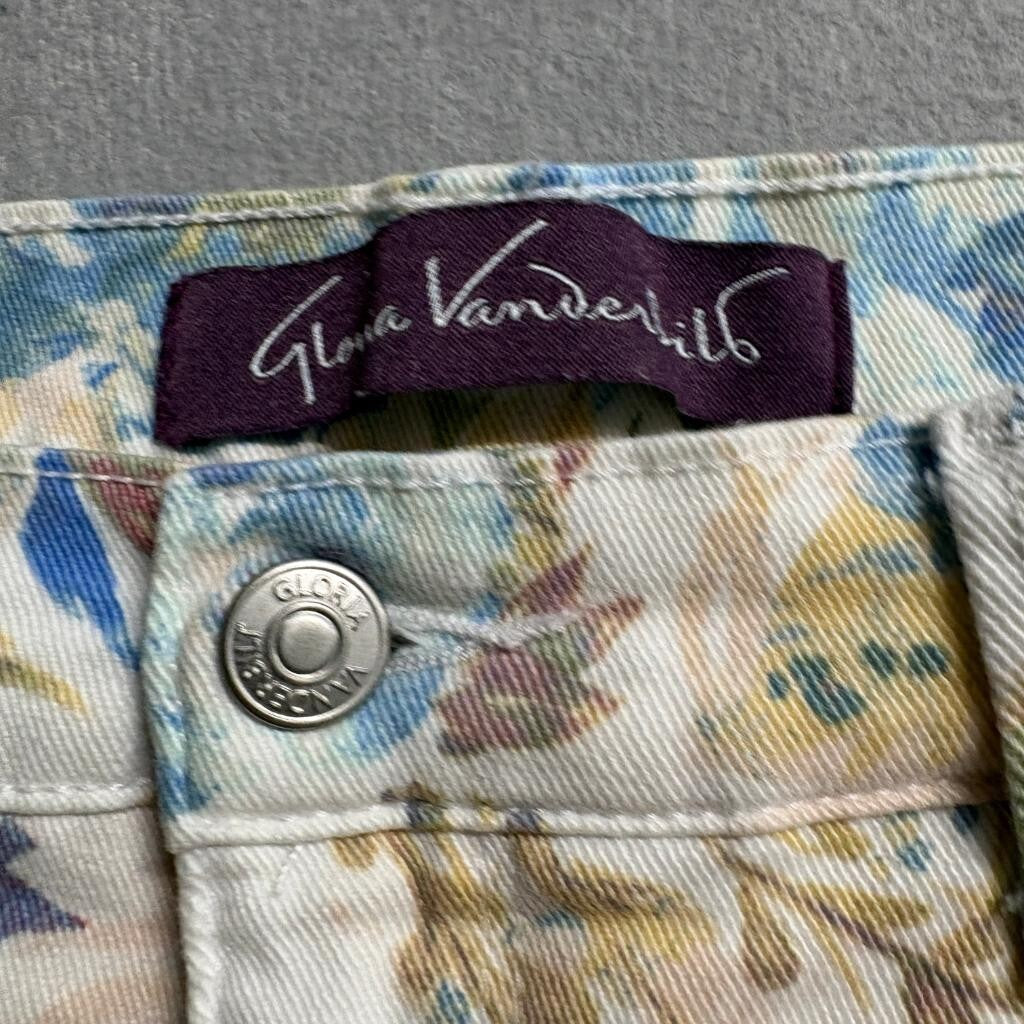 Gloria Vanderbilt Amanda Crop Pants Womens 6 Floral Stretch Denim Capris