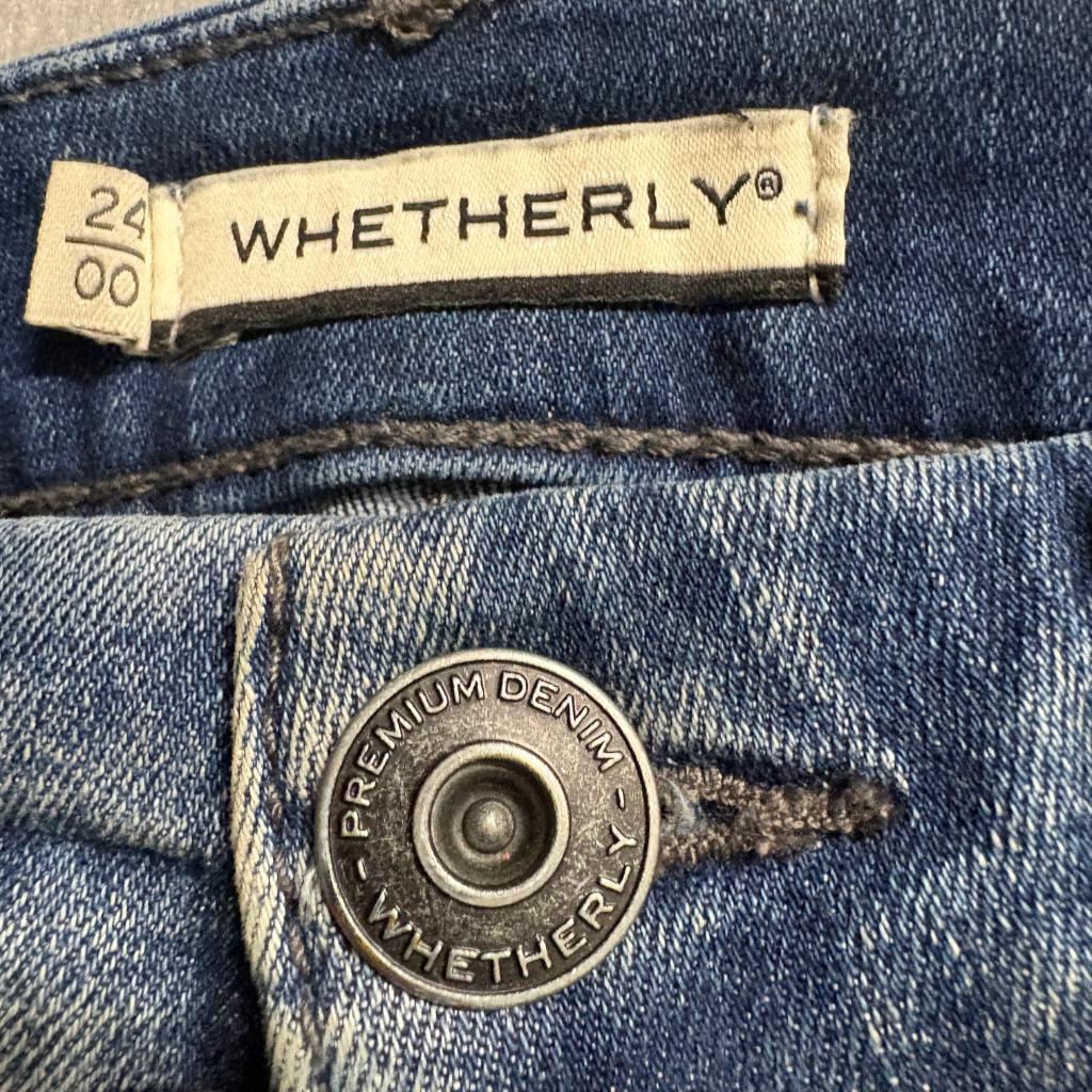 Whetherly Cooper High Rise Skinny Jeans Womens 24 Blue Denim Raw Hem Button Fly