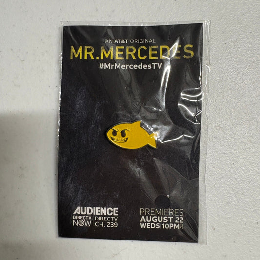 Mr Mercedes Stephen King TV Series Promo Pin Yellow Evil Smiley Fish AT&T