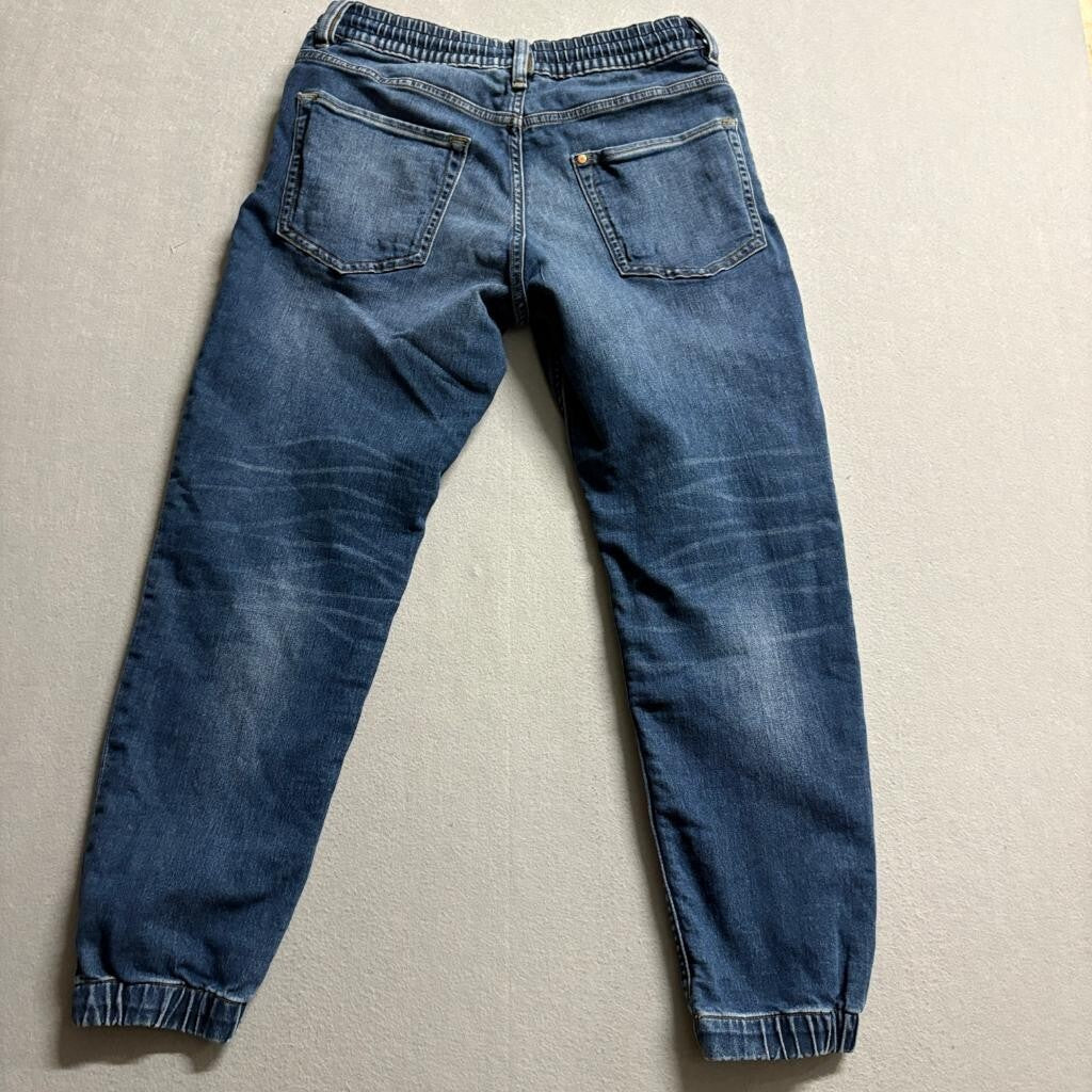HM Mens Jogger Jeans Size S Blue Denim Regular Tapered Elastic Waist Drawstring