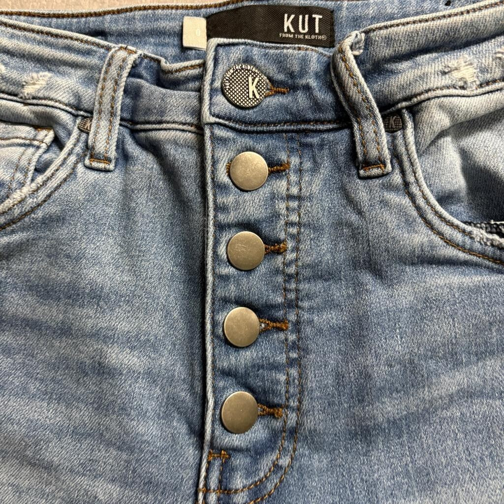 Kut from the Kloth Rachael Fab Ab Mom Jean Shorts Womens Size 0 Blue Denim