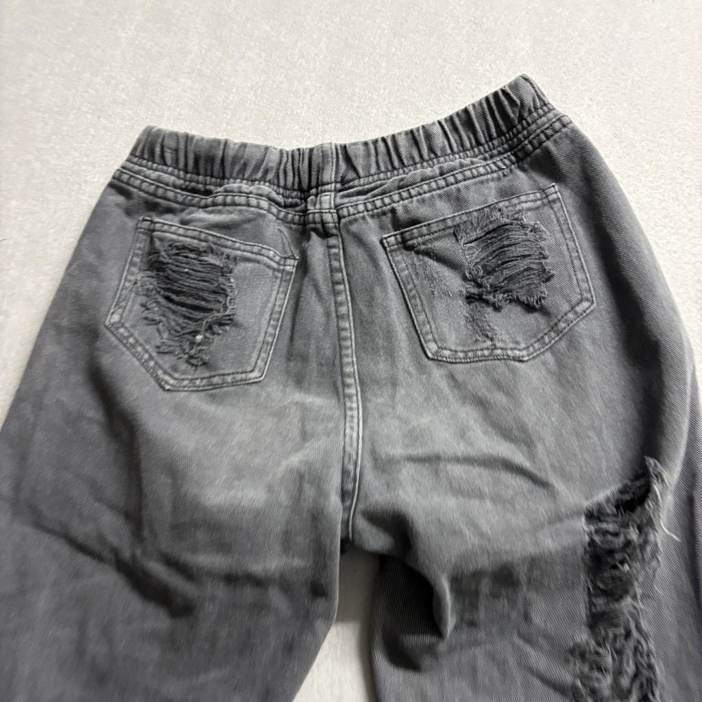 Supré Denim Distressed Jogger Jeans Womens Size 6 Gray Acid Wash Elastic Waist