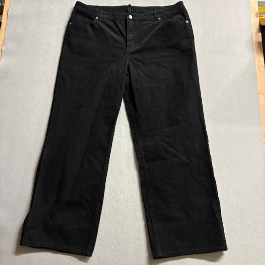 H&M Divided Corduroy Pants Womens Size 18 Black Wide Leg High Rise 100% Cotton
