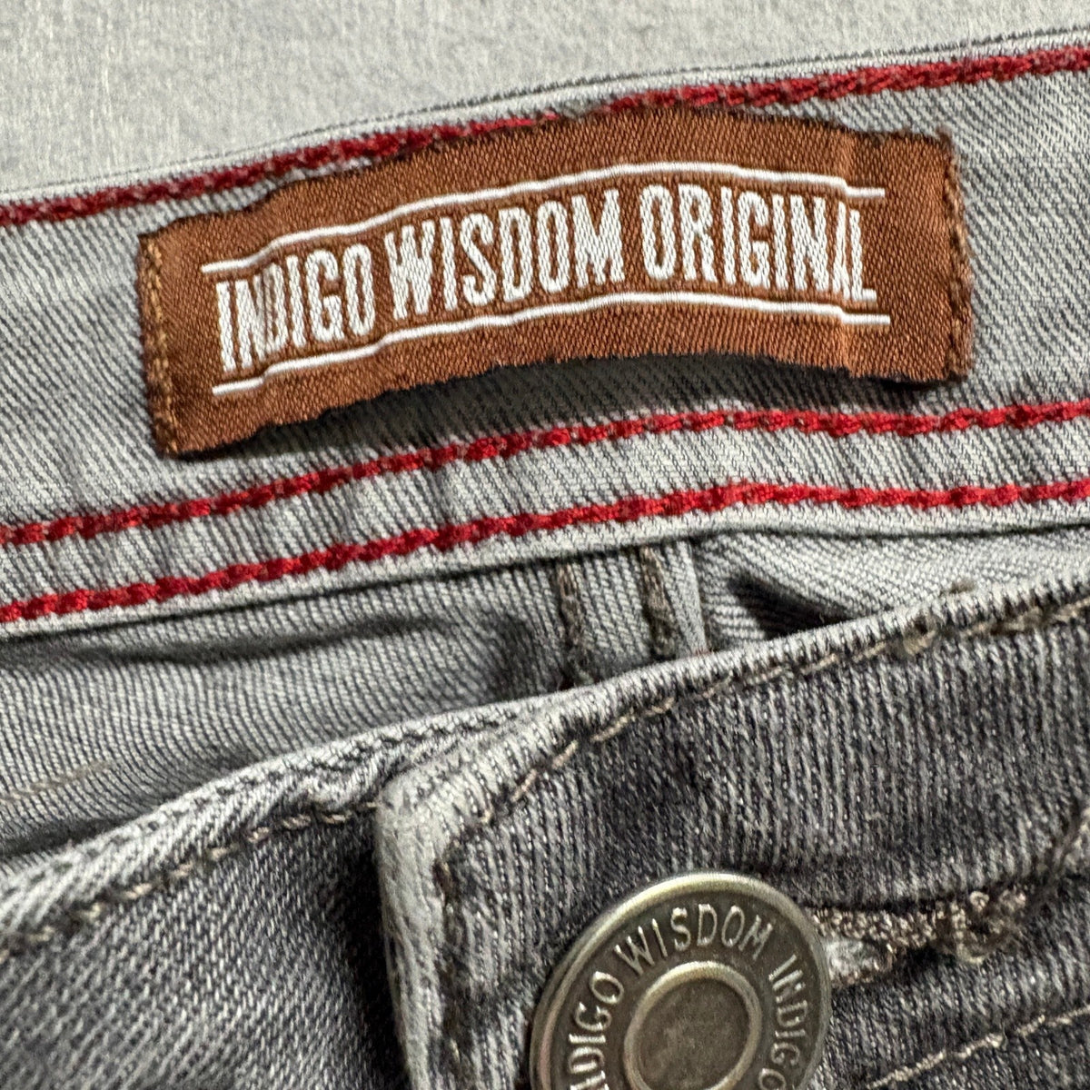 Indigo Wisdom Original Mens Jeans Size 30x30 Gray Slim Straight Stretch Denim
