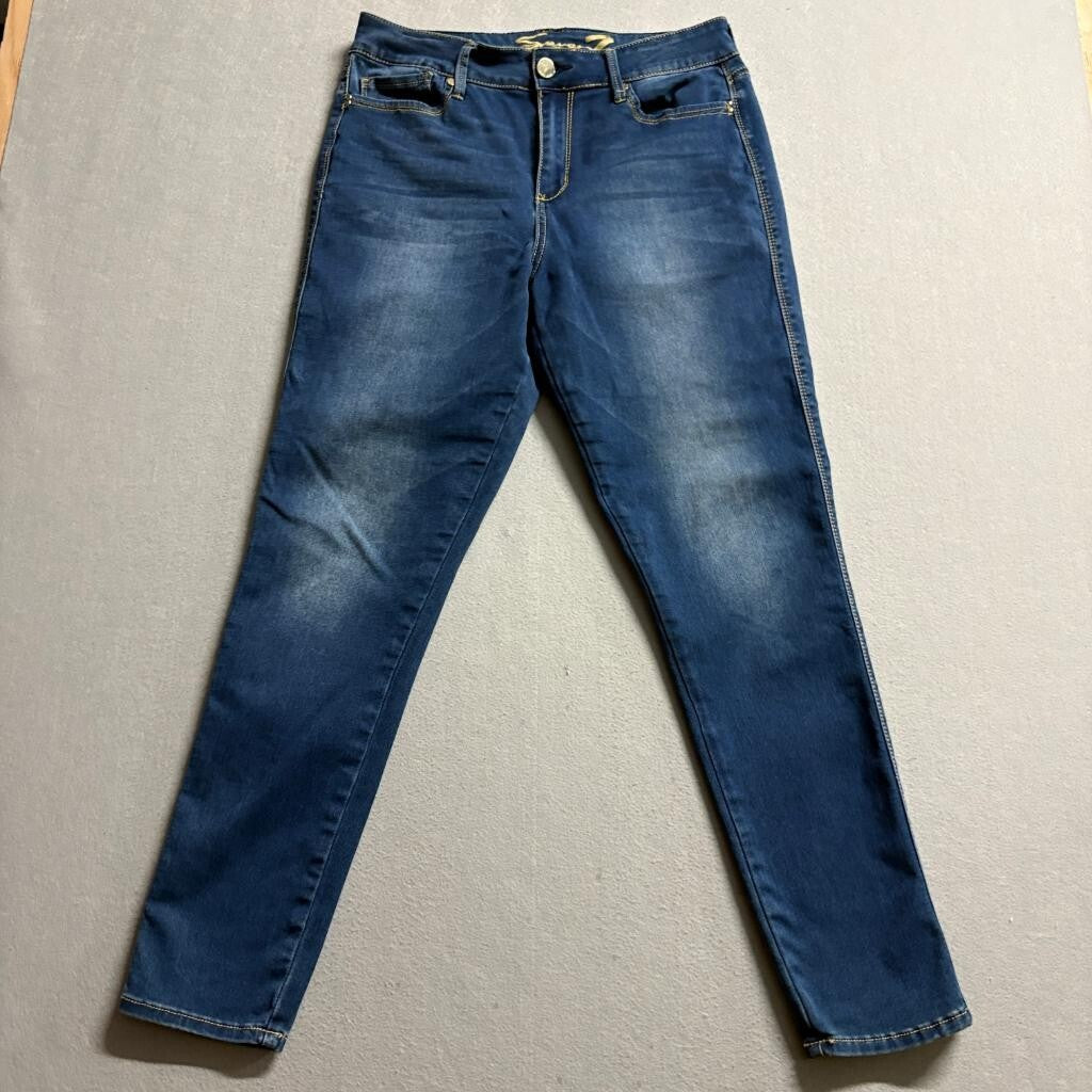 Seven7 High Rise Skinny Jeans Womens Size 12 Blue Denim Stretch Pockets
