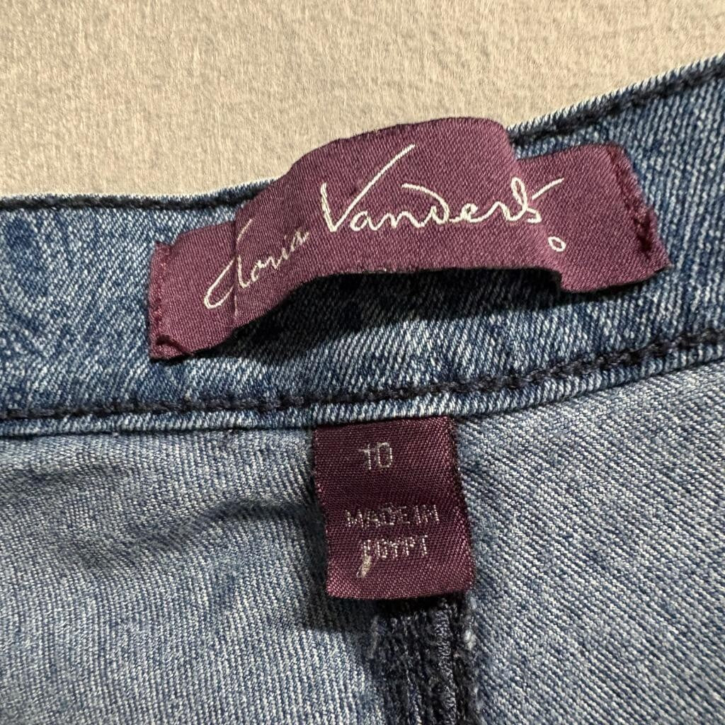 Gloria Vanderbilt Amanda Jeans Womens 10 Blue Paisley Print Denim Straight Leg