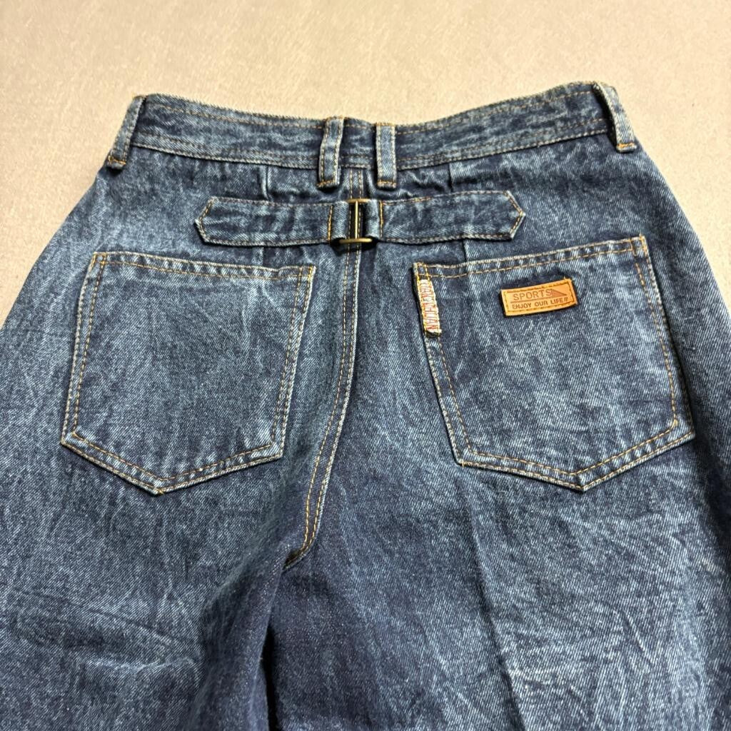 Vintage Wayne Acid Wash Jeans L/30 High Rise Tapered Leg Blue Denim Taiwan