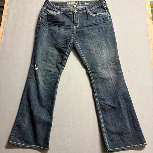 Hydraulic Gramercy Slim Bootcut Jeans Womens 20 Blue Denim Thick Stitch Stretch