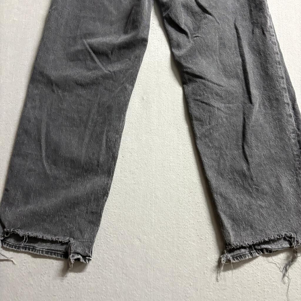 American Eagle Real Good Wide Leg Jeans Womens Size 8 Long Gray Denim Stretch