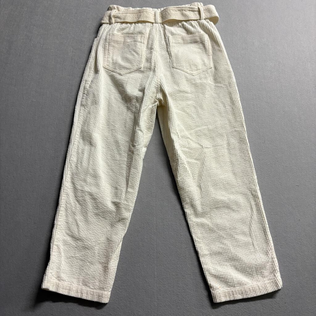 Moon River Corduroy Pants Womens Small Cream Ivory Belted Elastic Waist Cotton
