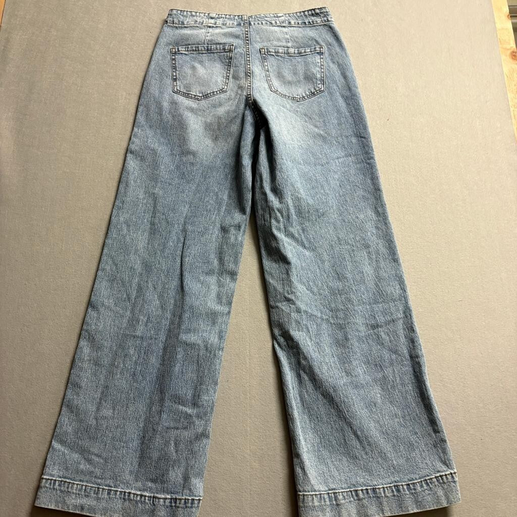 Time and Tru Wide Leg Jeans Womens Size 6 Blue Denim Button Fly High Rise