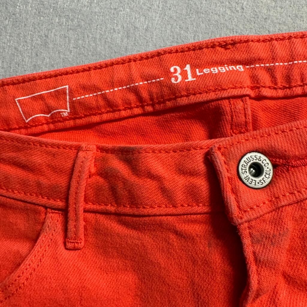 Levis 31 Legging Jeans Womens 31 Red Orange Stretch Denim Skinny Pants