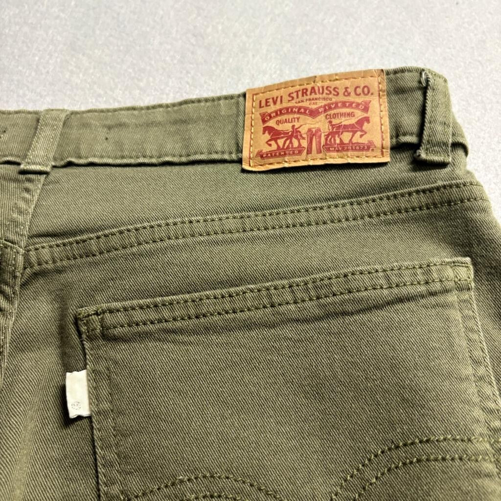 Levi's 721 High Rise Skinny Jeans Womens 29x30 Olive Green Button Fly Denim