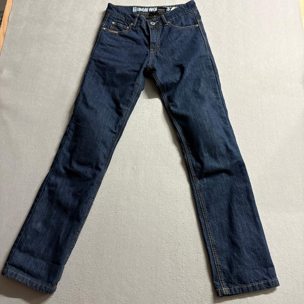 Iron Workers Kevlar Reinforced Motorcycle Riding Jeans Mens Size 6 Blue Denim