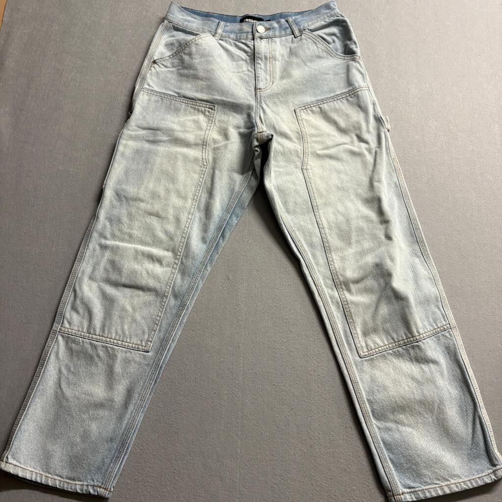 RSQ Utility Carpenter Jeans Womens 28x30 Light Wash Blue Denim Double Knee Pants