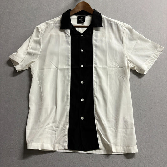 Milano Bay Retro Bowling Shirt Camp Collar Colorblock M Fits Like M Black White