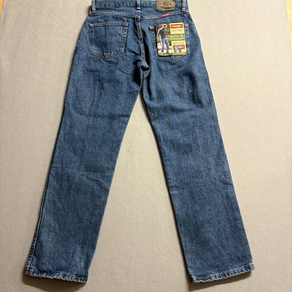 Wrangler Five Star Regular Fit Jeans Mens 30x30 Blue Denim Straight Leg New