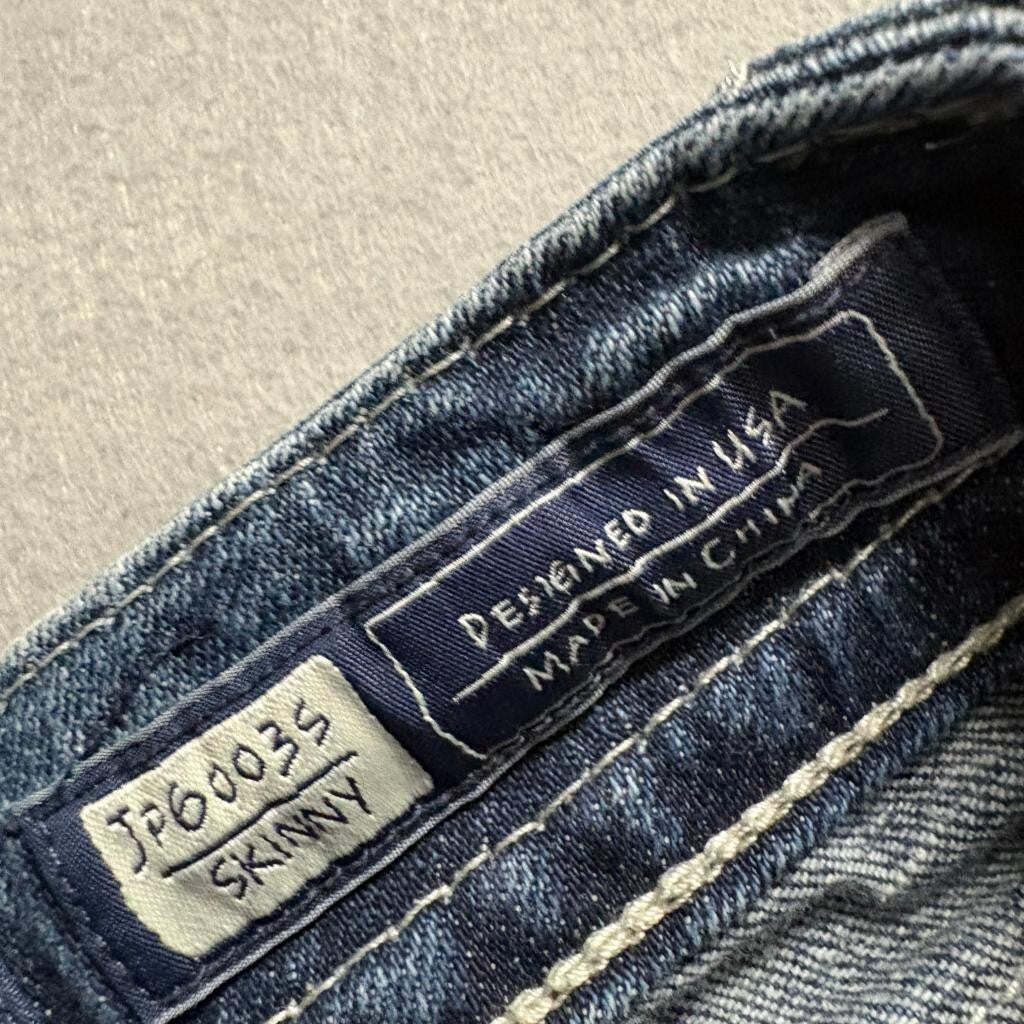 Miss Me Skinny Jeans Womens 29 Blue Denim JP60035 Dark Wash Thick Stitch Stretch