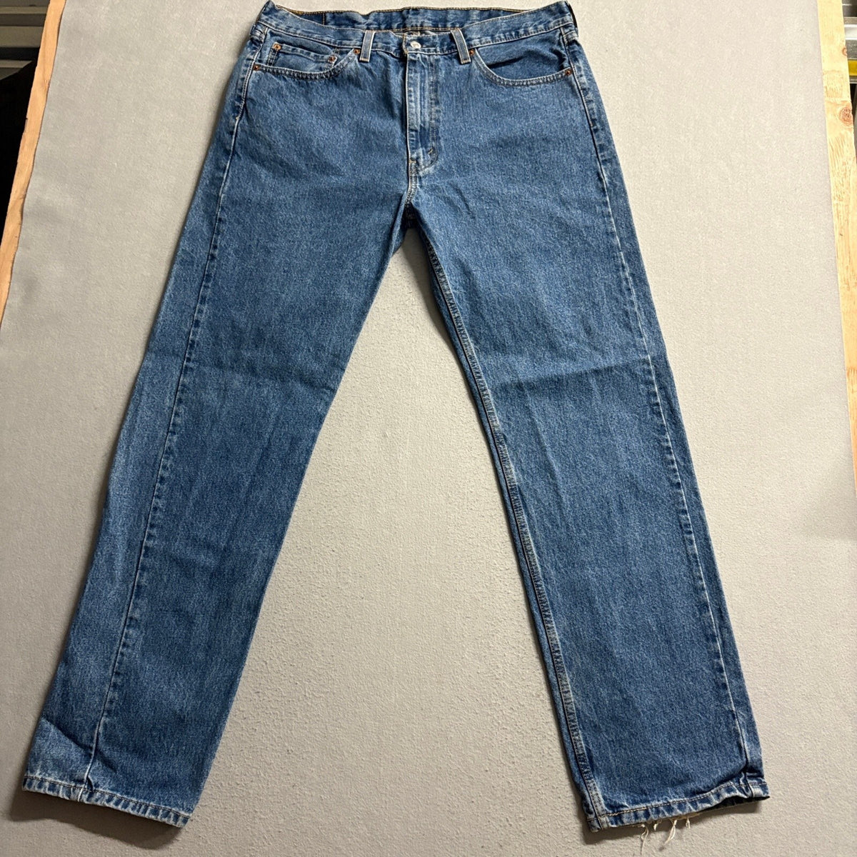 Levis 505 Regular Fit Jeans Mens 38x34 Blue Denim Straight Leg Pants
