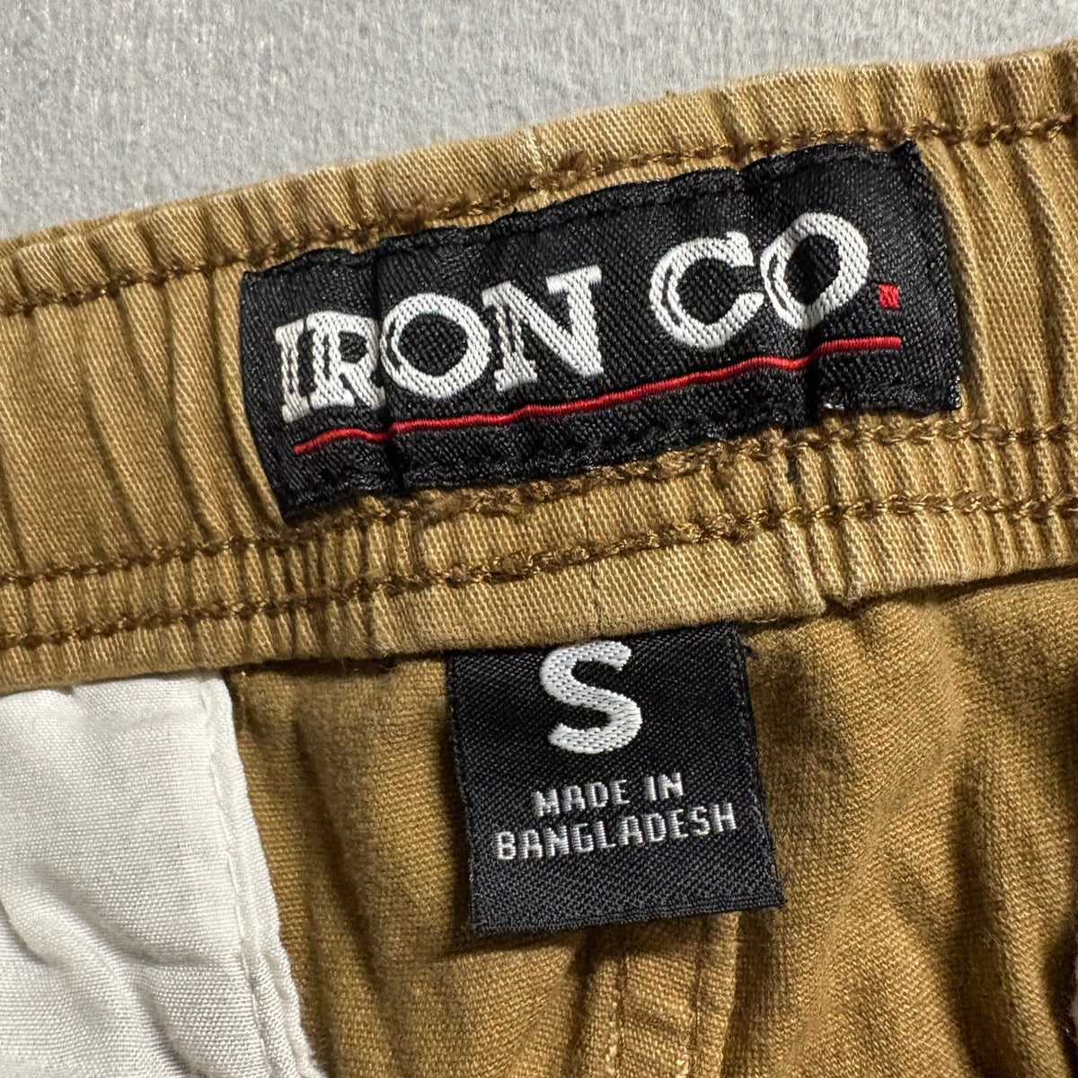 Iron Co Mens Jogger Pants Small Brown Stretch Twill Elastic Waist Cuffed Chino