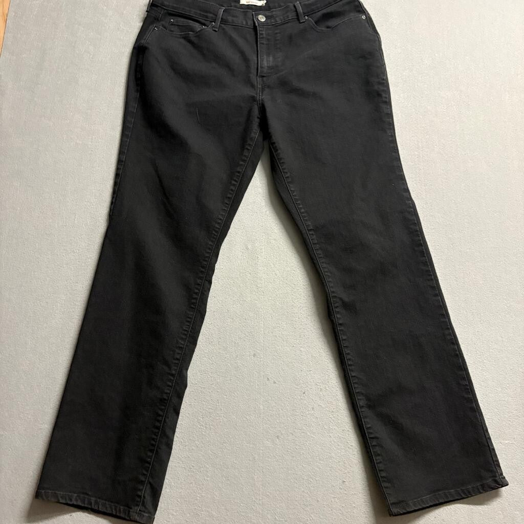 Levis 505 Straight Jeans Womens 16M Black Denim Stretch Pants W33 L32