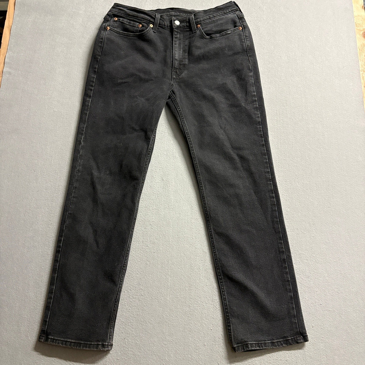 Levi's 514 Straight Fit Black Denim Jeans Mens W34 L32 Dark Wash Stretch