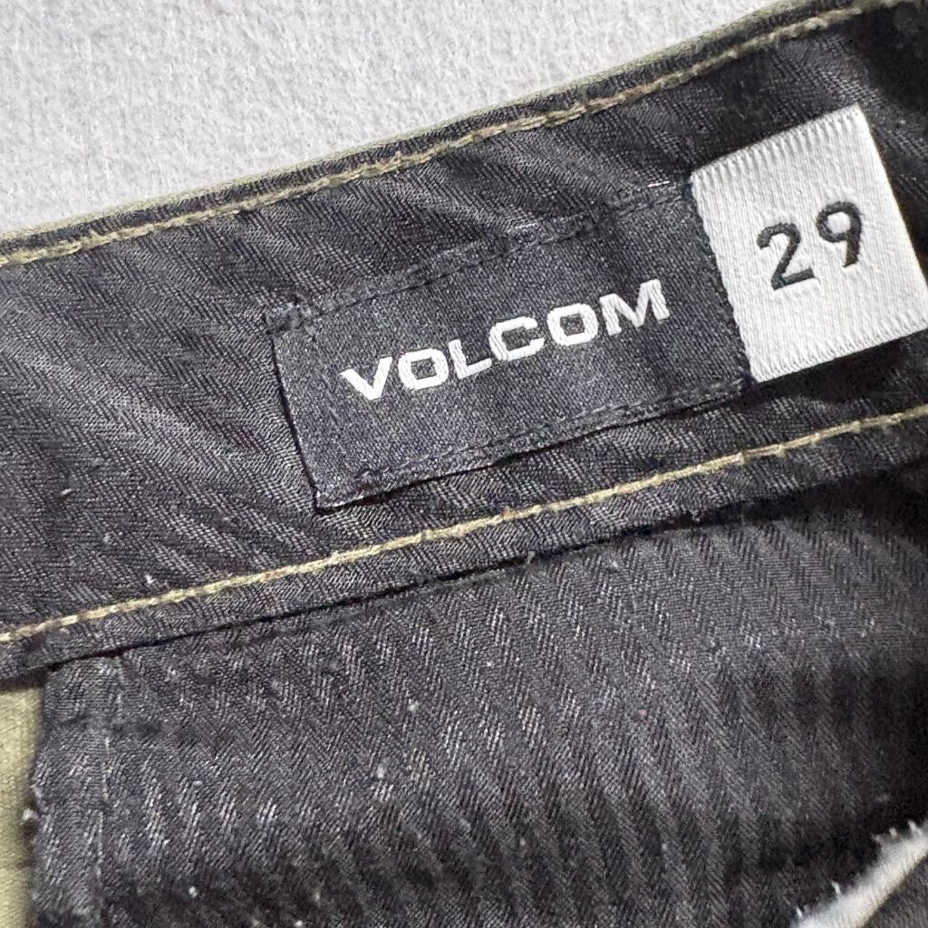 Volcom Mens Chino Pants Size 29 Green Cotton Blend Casual Skate Trousers