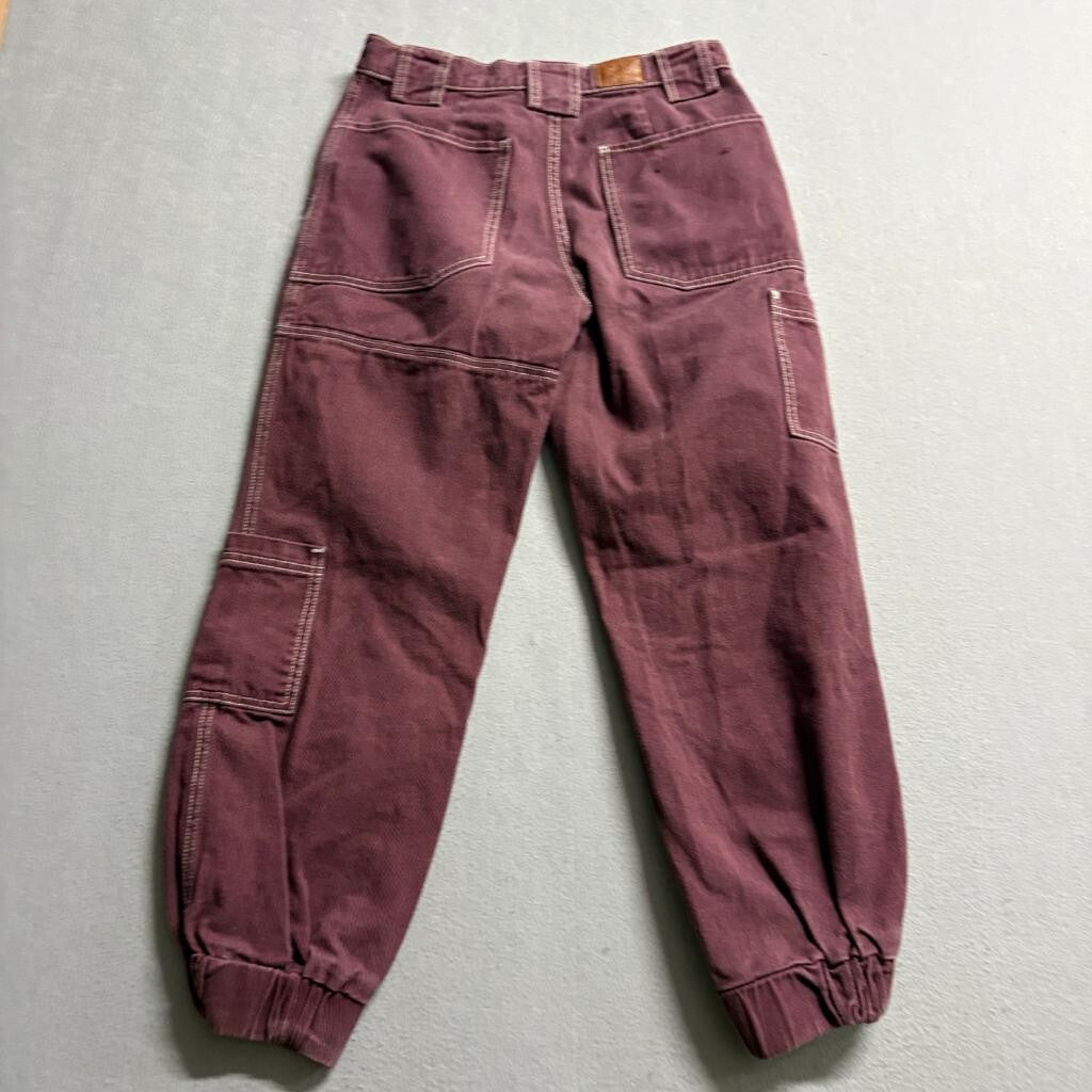 BDG Urban Outfitters Cargo Jogger Pants Womens 27 Burgundy Maroon Contrast