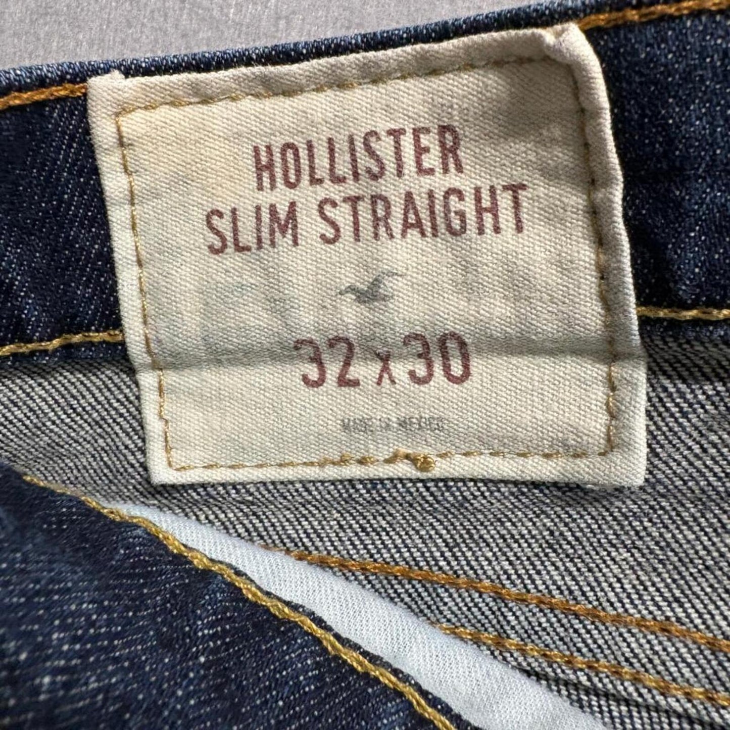 Hollister Slim Straight Jeans Mens 32x30 Dark Wash Blue Stretch Denim Pants