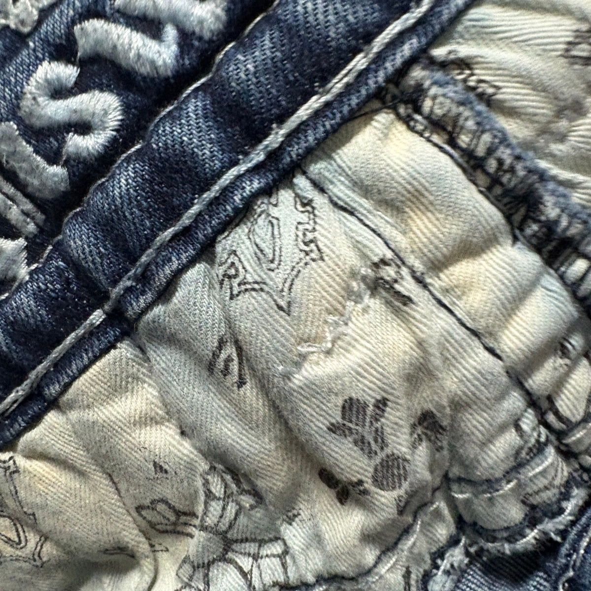 Answer Me Bootcut Jeans Womens 3/30 Blue Denim Thick Stitch Rhinestone Cross Y2K
