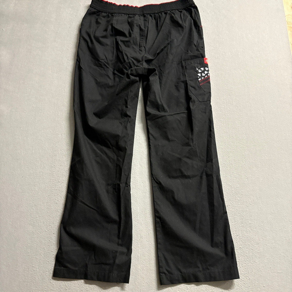 Dickies Medical Scrub Pants Womens Medium Black Heart Trim Cargo Pockets 82010