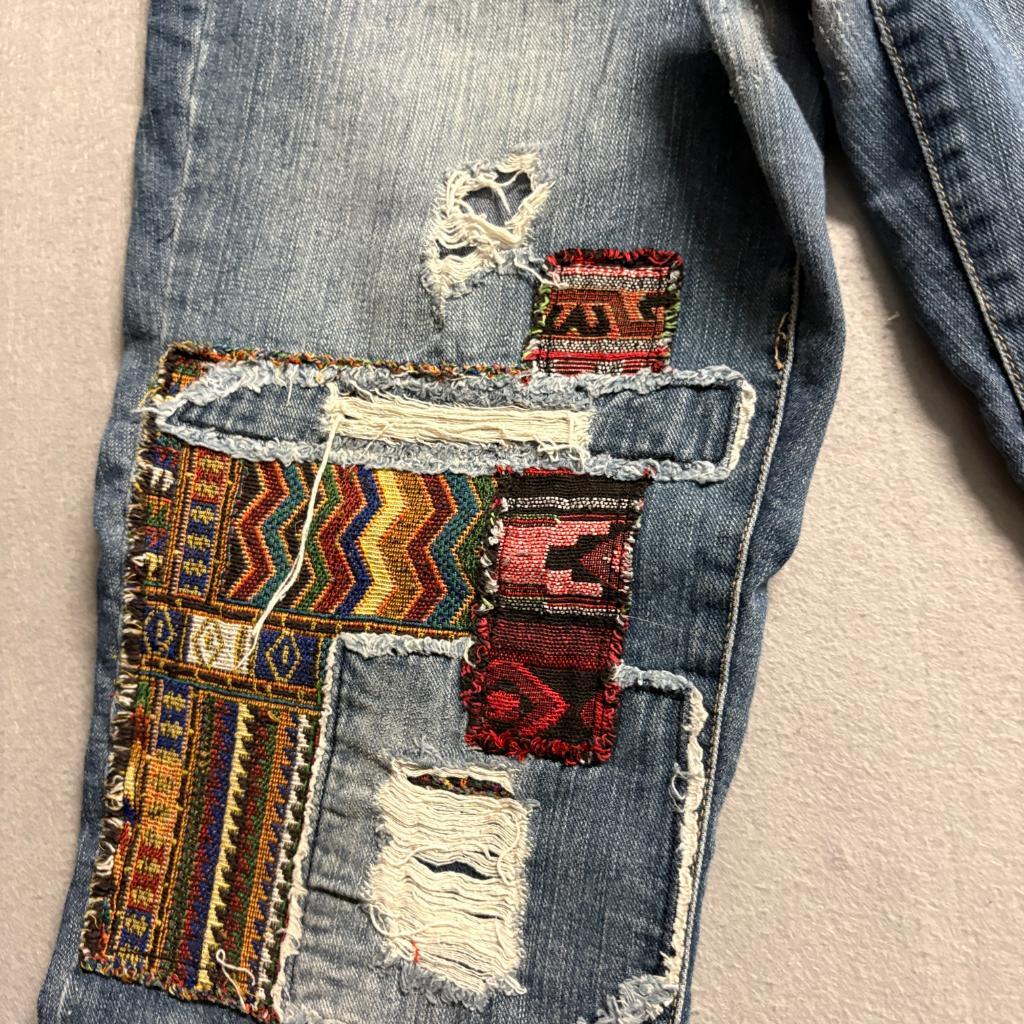 Rewash Vintage Reunion Patchwork Jeans Womens 13/14 Distressed Boho Denim