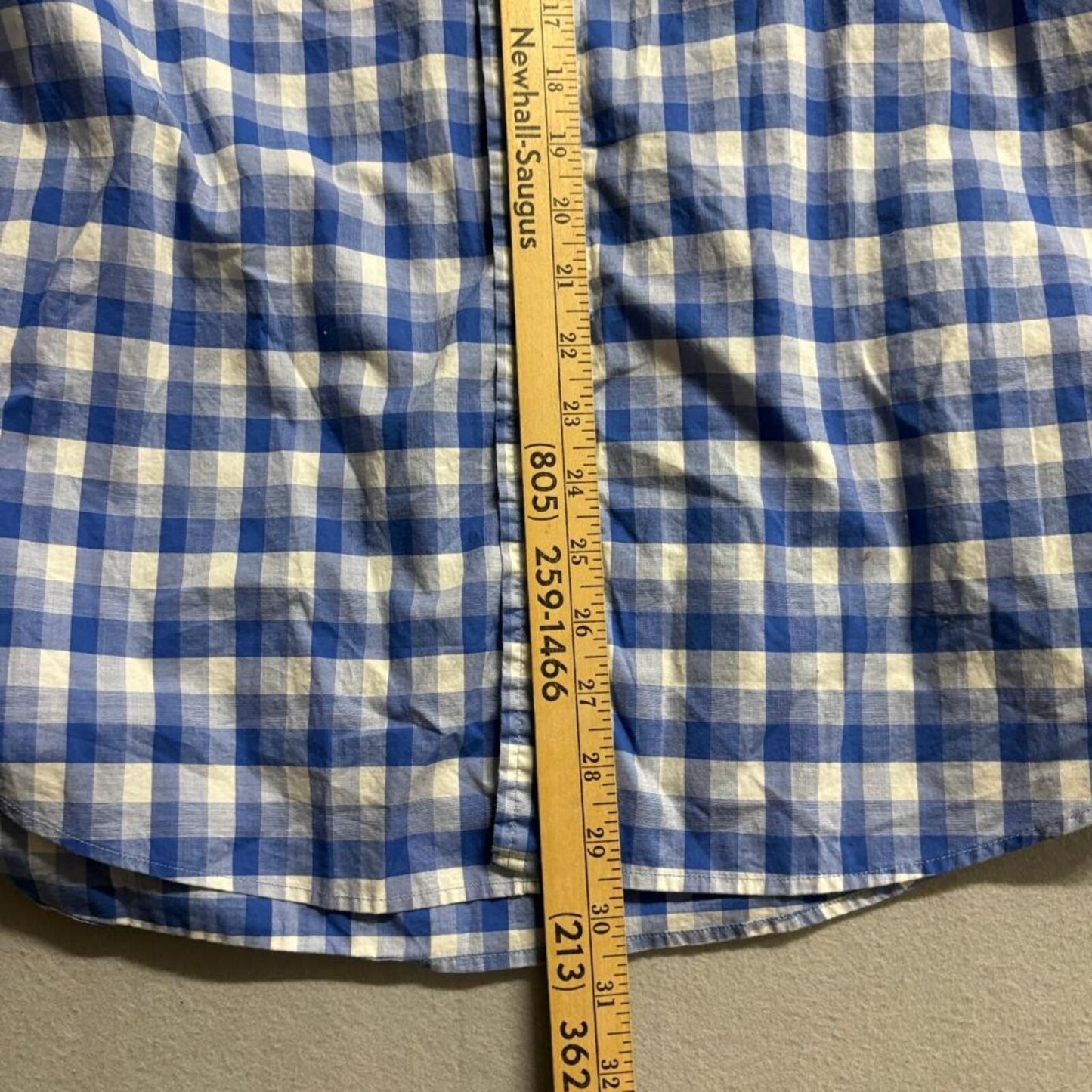 Tommy Hilfiger Shirt Mens Large Blue White Gingham Plaid Long Sleeve Button Up
