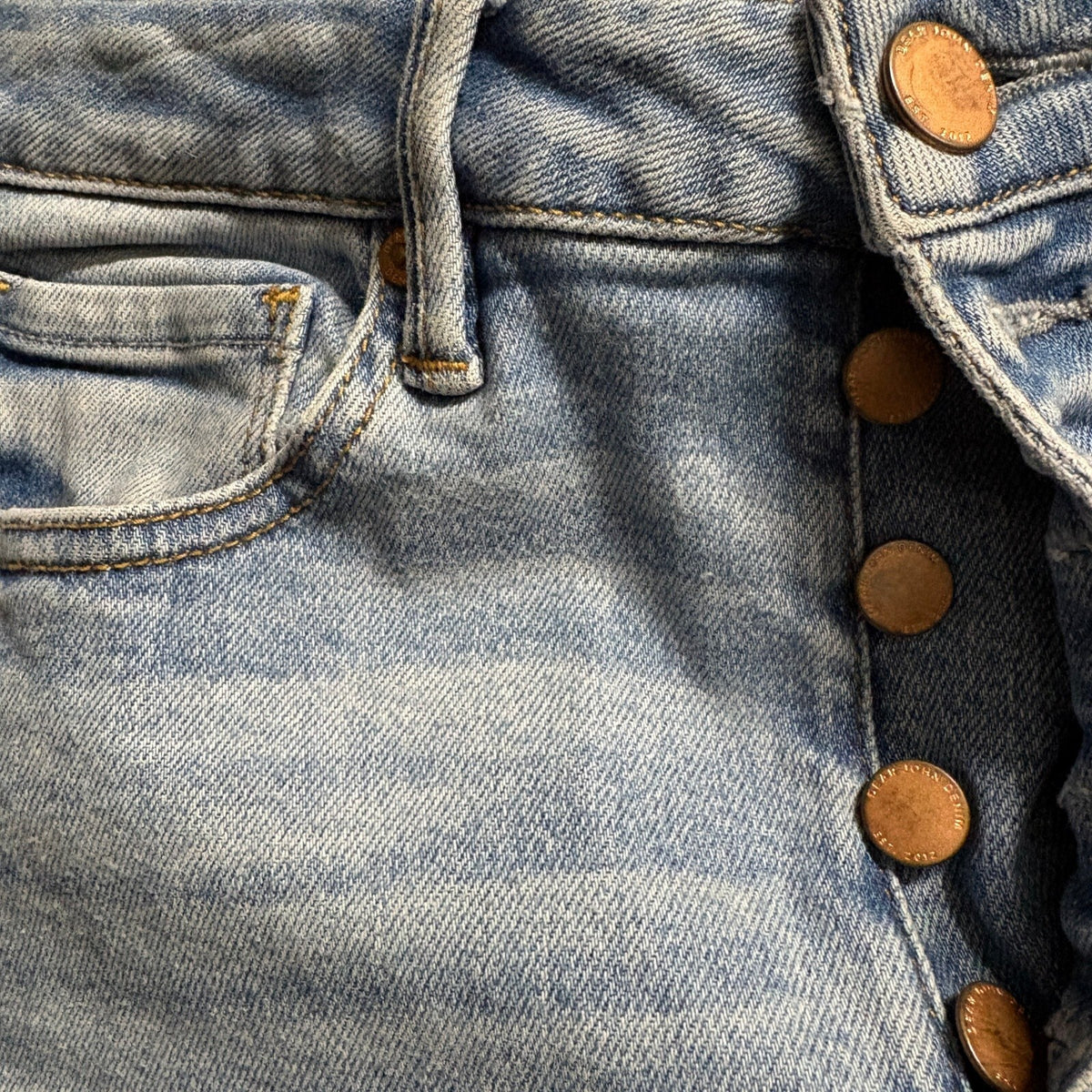 Dear John Denim Jeans Womens Size 27 High Rise Button Fly Frayed Raw Hem Blue