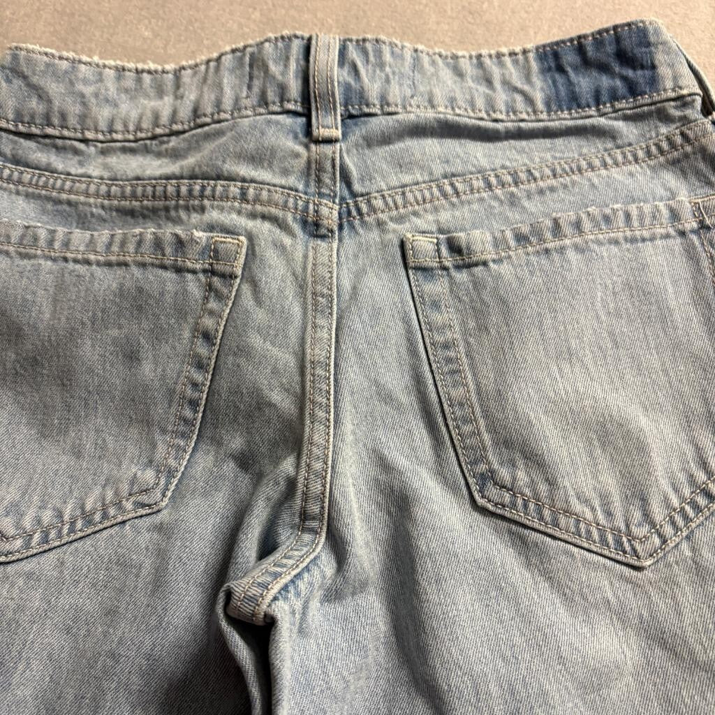 Hollister Low Rise Baggy Jeans Womens 00R W24 Distressed Light Wash Denim
