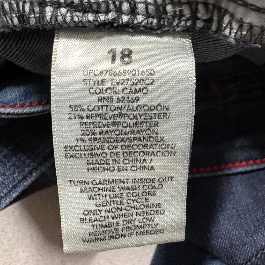 EV1 Ellen DeGeneres Womens Camo Jeans Size 18 Blue Camouflage Stretch Denim