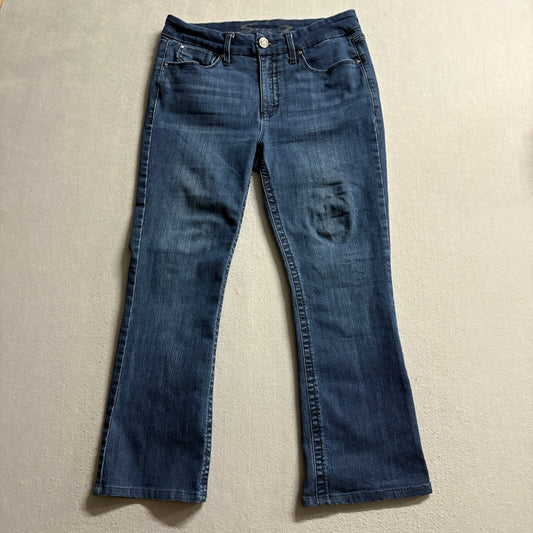 Seven7 Tummy Less Bootcut Jeans Womens 12 Blue Denim Stretch Mid Rise Crop