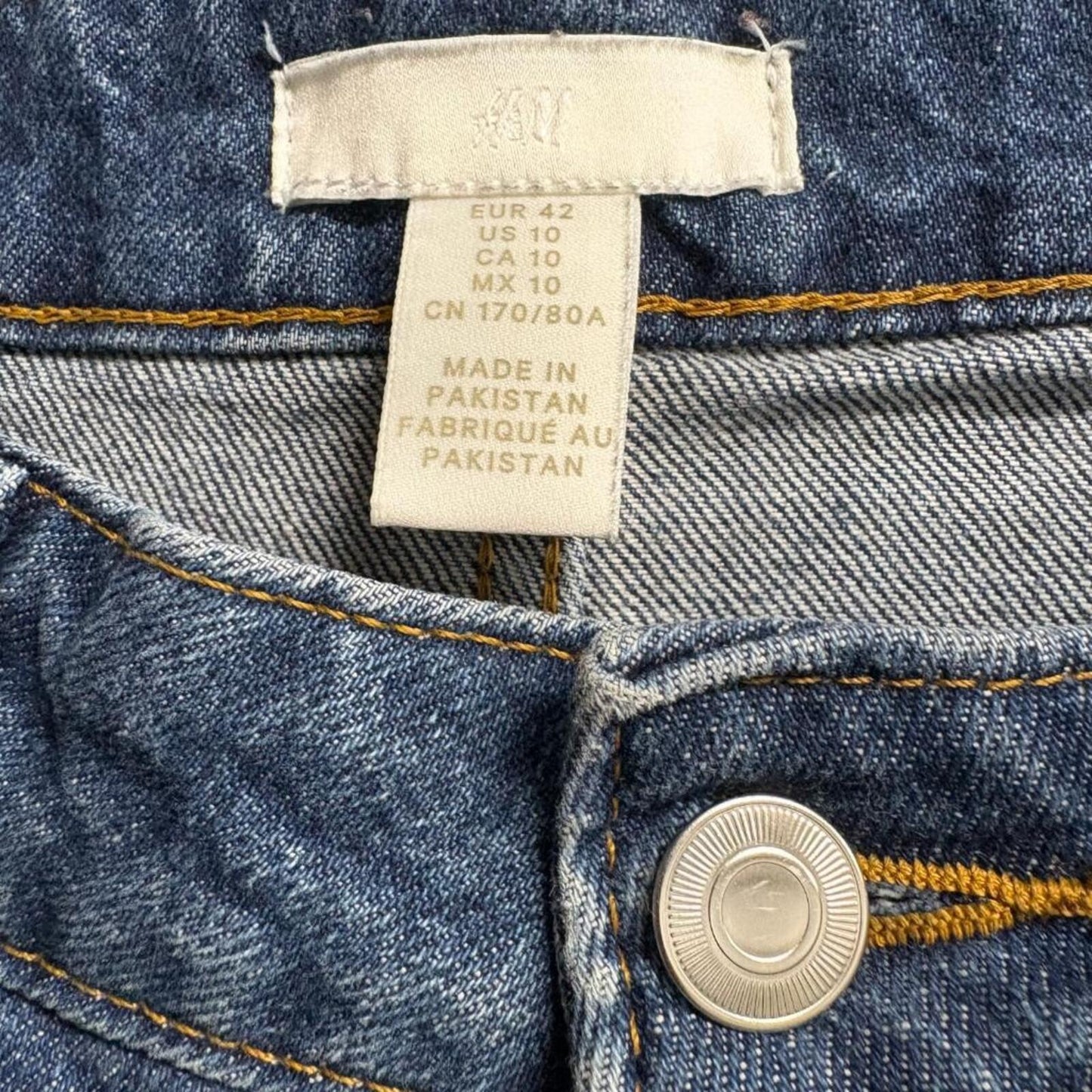 H&M Mom Jeans Womens Size 10 Blue Denim High Rise Tapered Leg Stretch