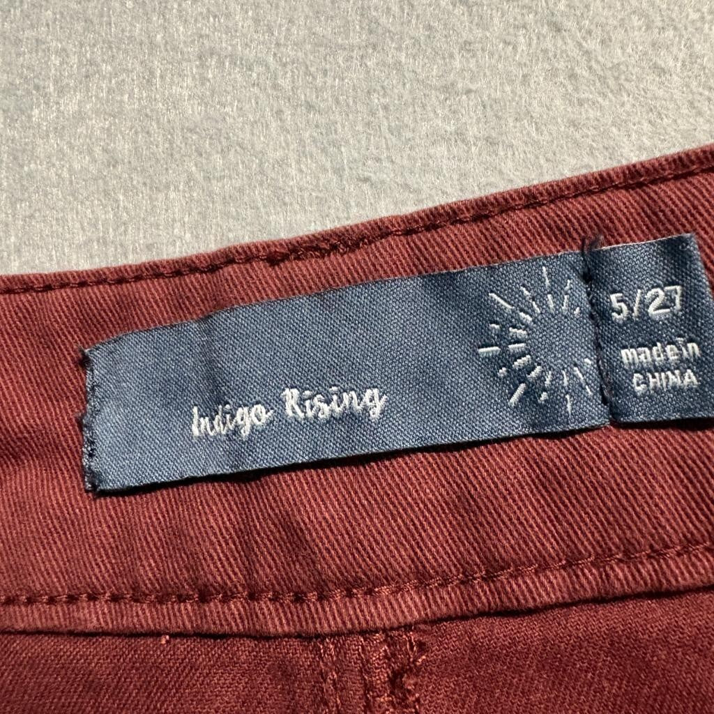 Indigo Rising Cargo Pants Womens 5/27 Red Cotton Wide Leg High Rise Utility