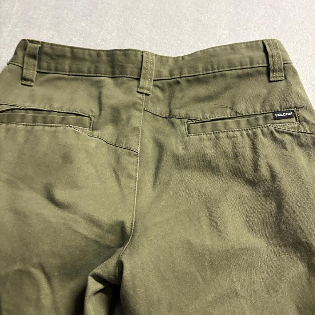 Volcom Mens Chino Pants Size 29 Green Cotton Blend Casual Skate Trousers