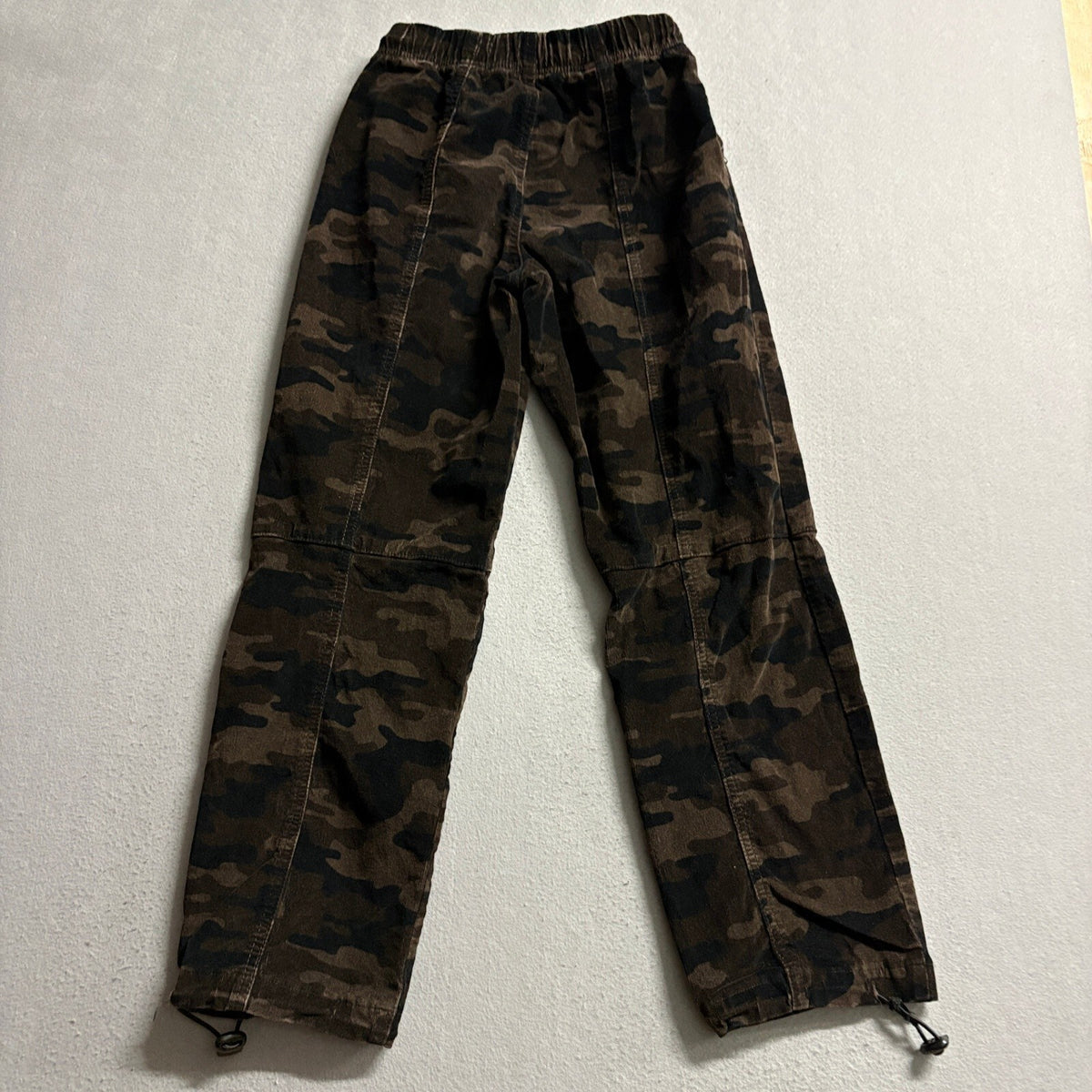 No Boundaries Corduroy Camo Cargo Pants Womens XXS Brown Camouflage Drawstring