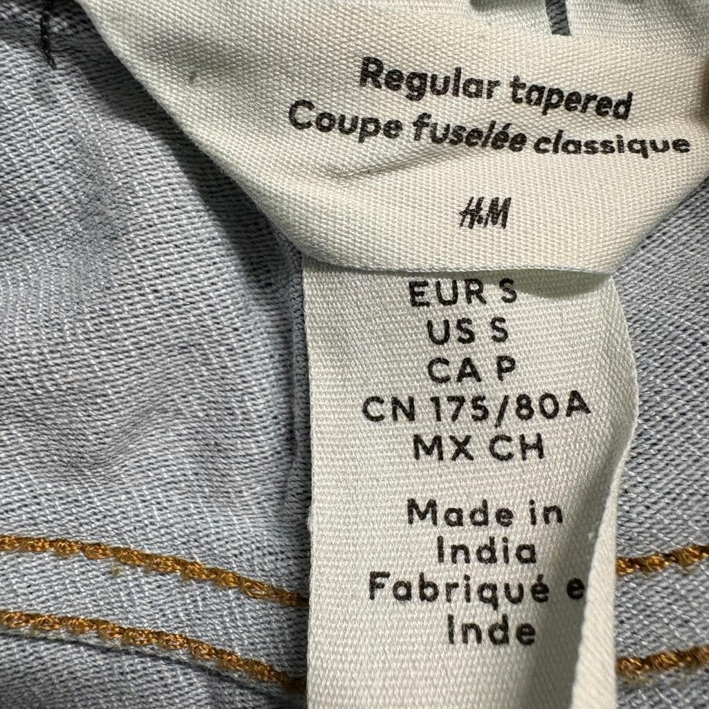 HM Mens Jogger Jeans Size S Blue Denim Regular Tapered Elastic Waist Drawstring