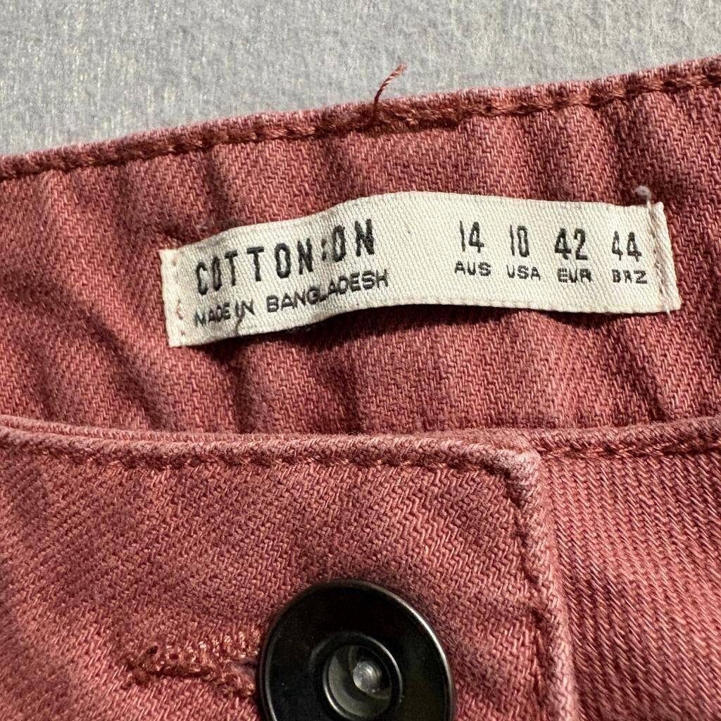 Cotton On Womens Pants Size US 10 Rose Pink High Rise Seam Front Tapered Leg