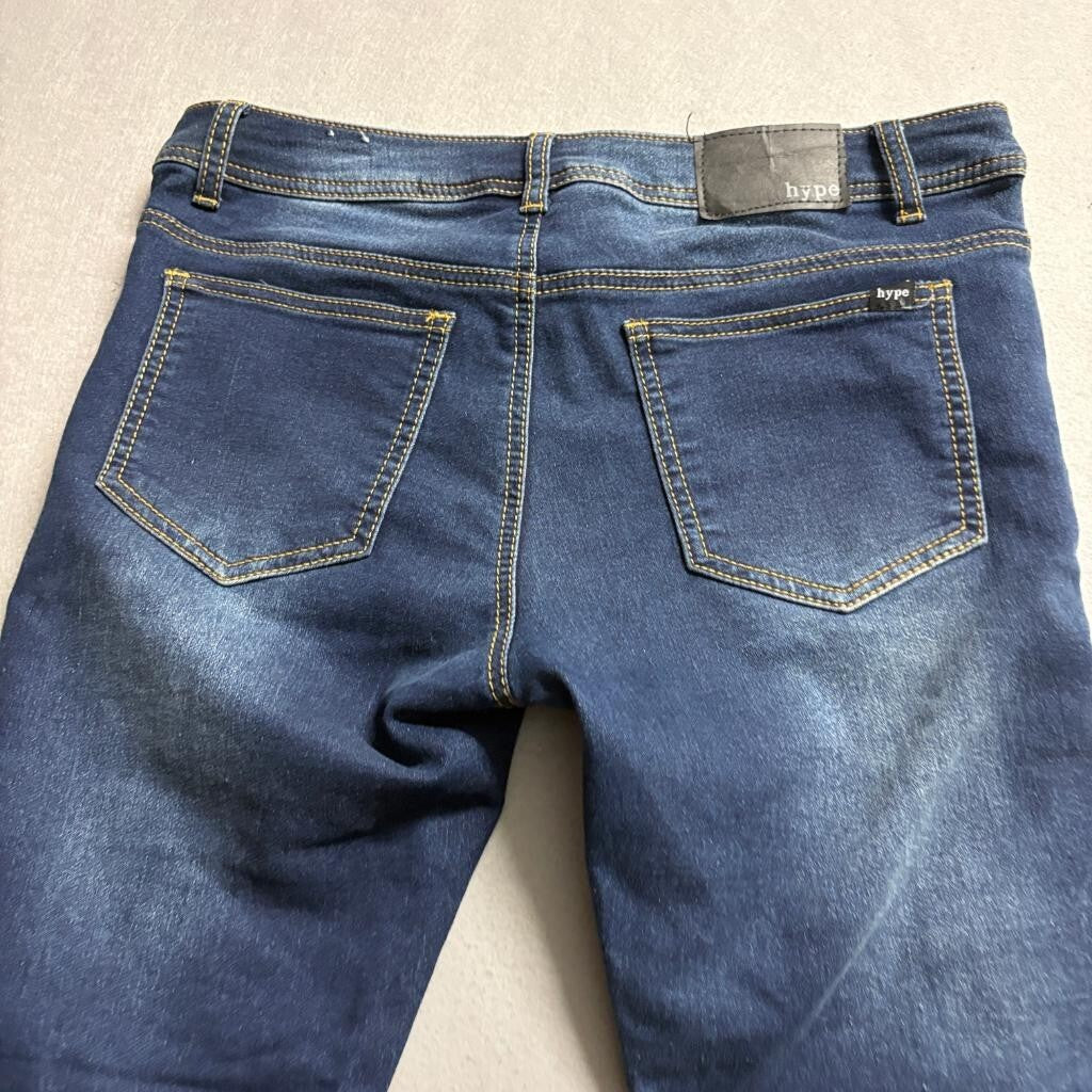 Hype Skinny Jeans Womens Size 30 Blue Denim Stretch Mid Rise Cuff Hem